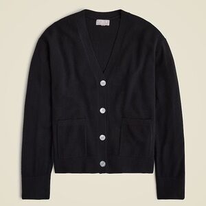 J. Crew 100% Cashmere Patch Pocket Cardigan Women’s Black Sweater Size Medium